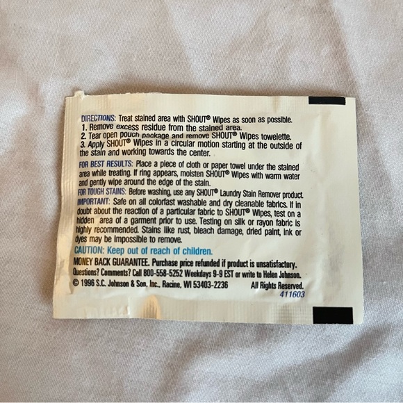 Vintage Tide With Bleach 8oz 1995 And Shout Wipes Towelettes 1996 NEW - Picture 4 of 6